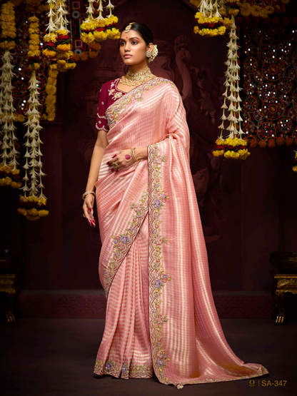 Blossom Pink Banarasi Silk Saree