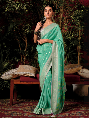 The Sea Green Serenity Saree By Kimora