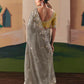 Grey Fancy Fabric Saree with Thread & Sequin Work and Mustard Blouse