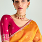 Yellow & Red Shade Organza Saree