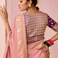 Blush Pink Weaving Silk Saree with Wine Blouse