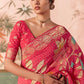 Pink Pure Georgette Bandhani Saree With Floral