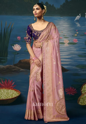 Aadhya Weaving Handcrafted Saree In Blush Pink