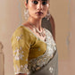 Grey Fancy Fabric Saree with Thread & Sequin Work and Mustard Blouse