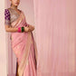 Blush Pink Weaving Silk Saree with Wine Blouse