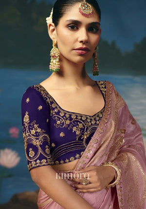 Aadhya Weaving Handcrafted Saree In Blush Pink