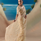 Beige Organza Tissue Silk Hand Embroidered Bridal Saree