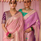 Blush Pink Weaving Silk Saree with Wine Blouse