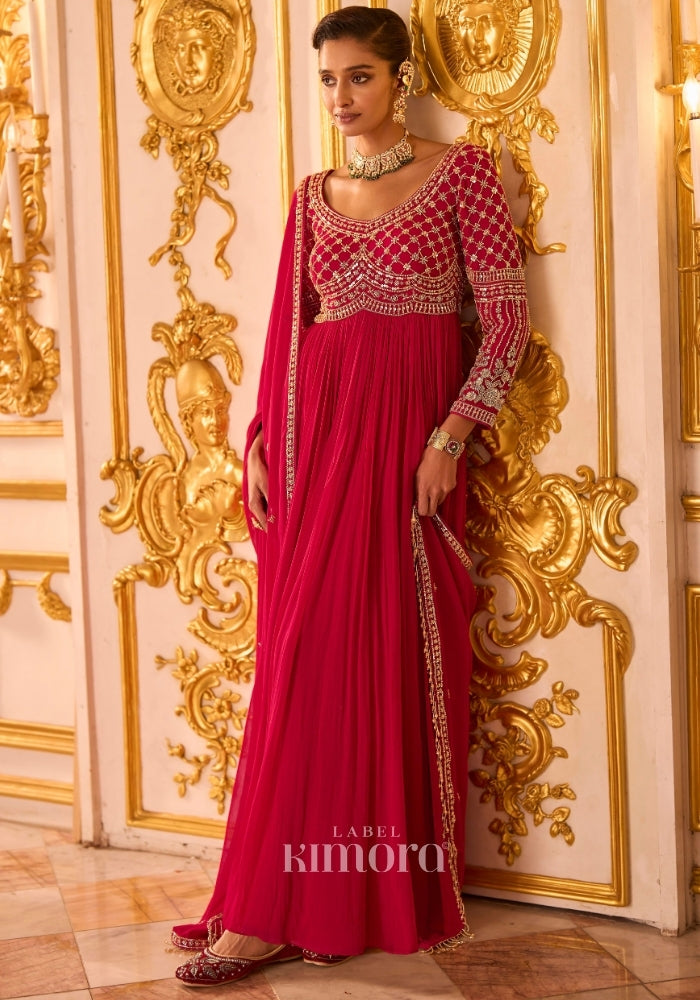 Rani Georgette Embroidered Ethnic Suit in Pink