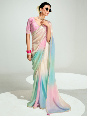 Multi Shade Organza Saree