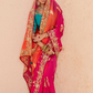 Shaded Pink & Orange Tussar Silk Saree