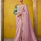 Tissue Silk Saree with Embroidered Border and Floral Blouse