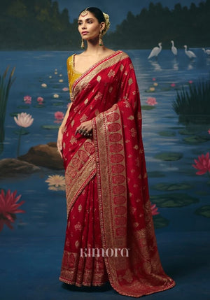 Vindya Weaving Handcrafted Saree In Red
