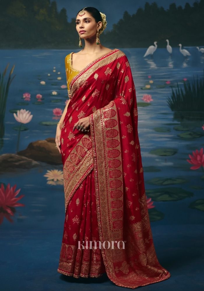 Vindya Weaving Handcrafted Saree In Red