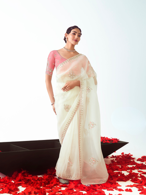 White Silk Saree