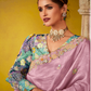 Tissue Silk Saree with Embroidered Border and Floral Blouse