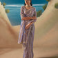 Lavender Purple Organza Tissue Silk Hand Embroidered Bridal Saree