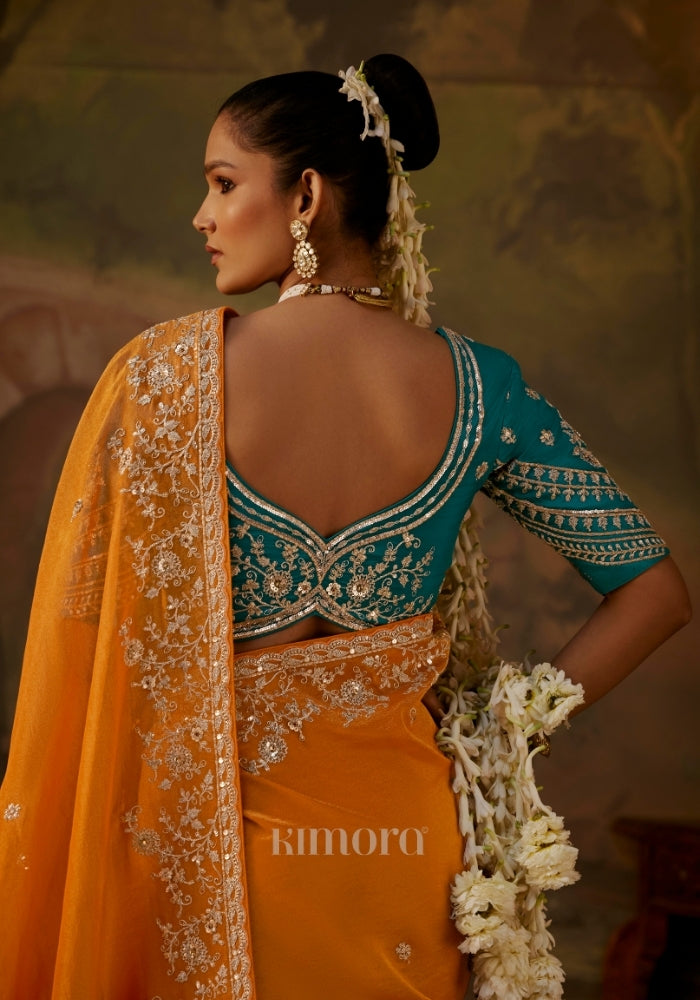 embellishments with bead work, embroidery and sequence work blouse