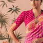 Pink Pure Georgette Bandhani Saree With Floral