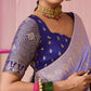 Lavender Weaving Silk Saree with Royal Blue Blouse