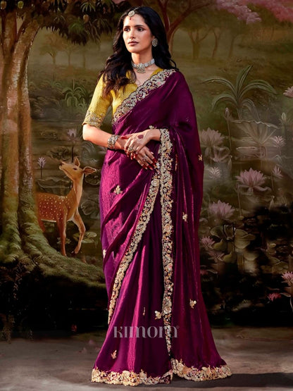 Vamika tissue silk saree In wine