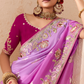Shaded Pink & Lavender Tussar Silk Saree