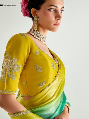 Yellow Shade Organza Saree