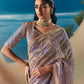Lavender Purple Organza Tissue Silk Hand Embroidered Bridal Saree