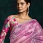 PINK DESIGNER ORGANZA SAREE  – A BLUSH OF ELEGANCE