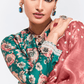 PINK SAREE WITH GREEN FLORAL BLOUSE – A GRACEFUL ETHNIC ENSEMBLE - Kimora.in