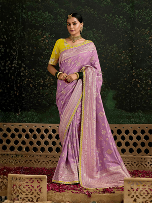Lavender Banarasi Dola Silk Saree