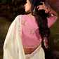 White Tissue Silk Saree with Pink Blouse