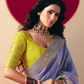 Sky Blue Weaving Banarasi Saree with Yellow Blouse