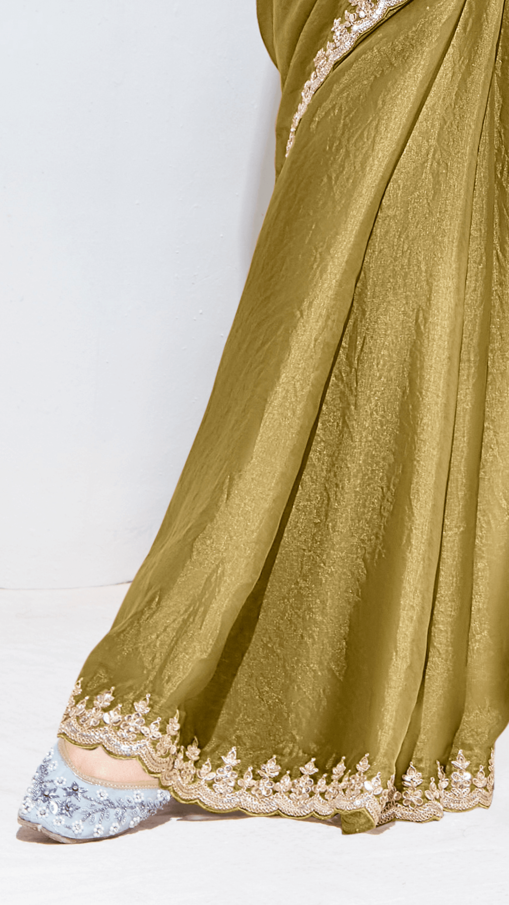 OLIVE GREEN SILK SAREE WITH EMBROIDERED BLOUSE – A TIMELESS ETHNIC STATEMENT - Kimora.in