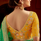 Teal Color Saree with Yellow Embroidered Blouse