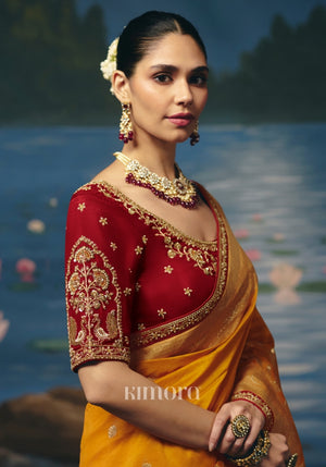 Graceful Weaving Handcrafted Saree In Mustard Yellow