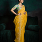 Yellow Organza Tissue Saree with Crush Effect & Printed Blouse