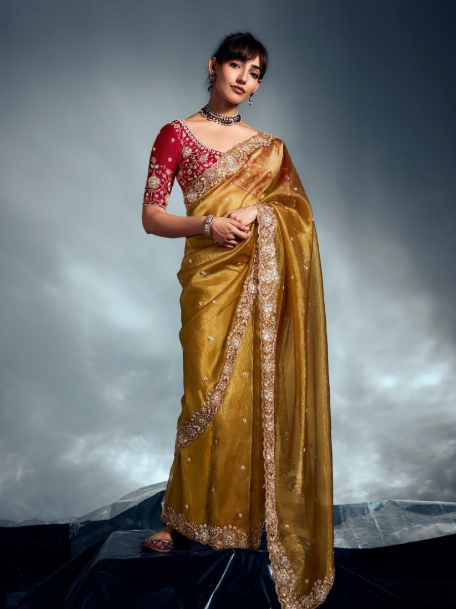 Swarnraj Golden Tissue Silk Saree