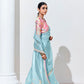 SKY BLUE SILK SAREE WITH FLORAL BLOUSE – A DREAMY ETHNIC ATTIRE