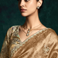 Orange Organza Silk Saree with Unstitched Floral Printed Silk Blouse Fabric