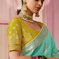 Sea Green Weaving Silk Saree with Sunflower Yellow Blouse