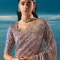 Lavender Purple Organza Tissue Silk Hand Embroidered Bridal Saree