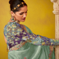 Tissue Silk Saree with Embroidered Border and Floral Blouse