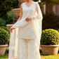 Anaya Pearl Embroidered Sharara Suit Set in off white