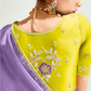 Heer Vasant Organza Tissue Saree In Yellow And Lilac
