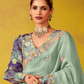Tissue Silk Saree with Embroidered Border and Floral Blouse