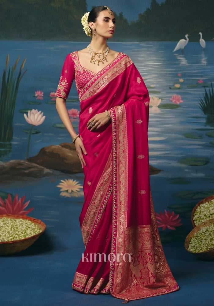Shagun Weaving Handcrafted Saree In Pink