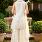 Anaya Pearl Embroidered Sharara Suit Set in off white