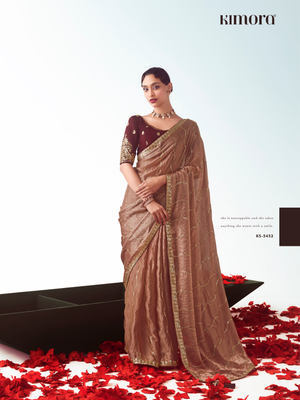 Rose Gold Silk Saree