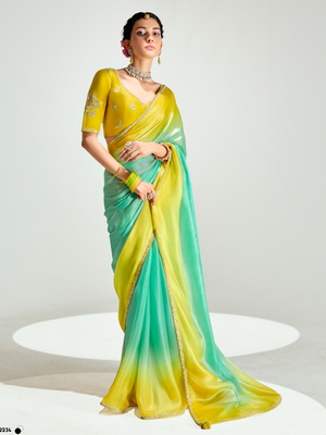 Yellow Shade Organza Saree